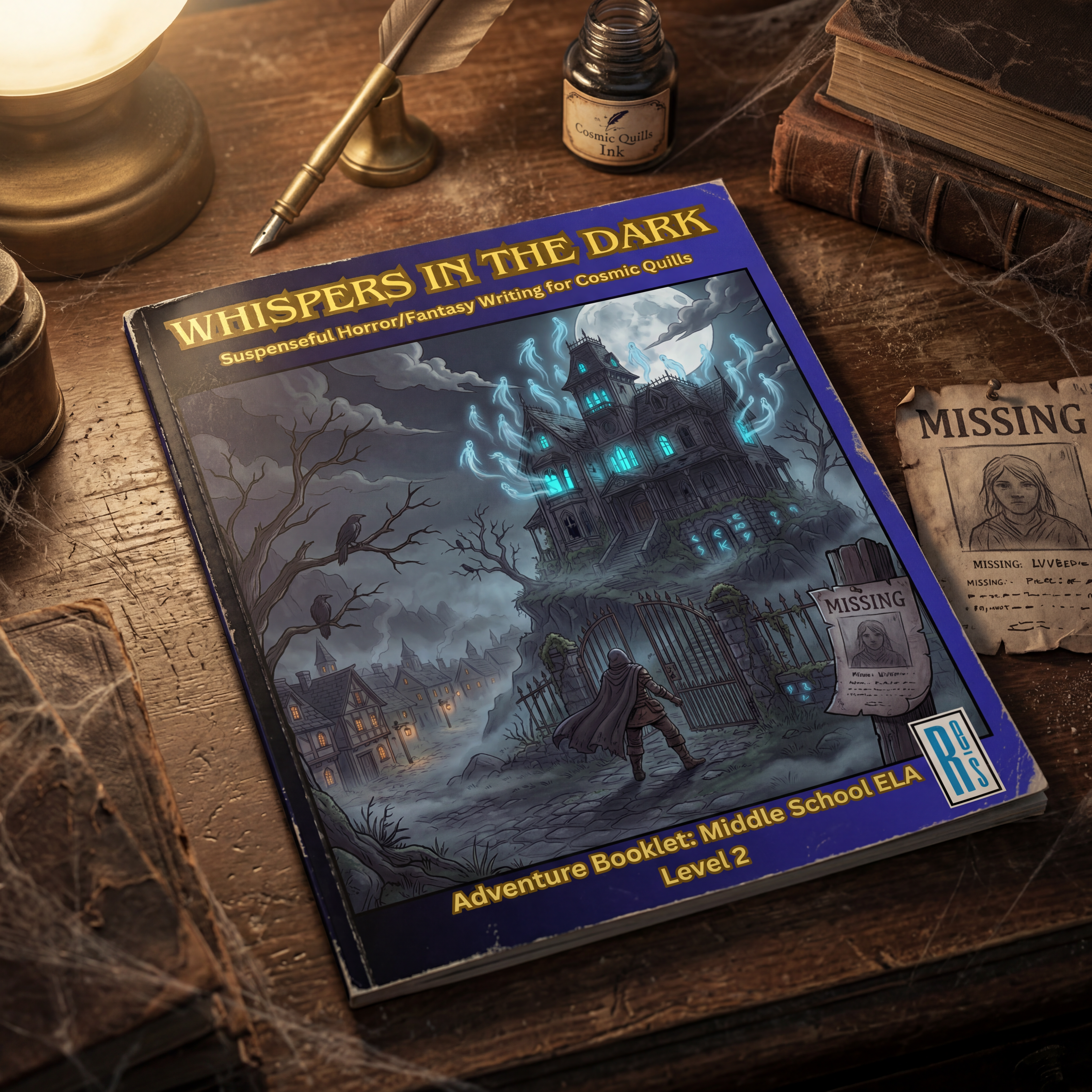 Whispers in the Dark — horror writing adventure booklet for middle school ELA
